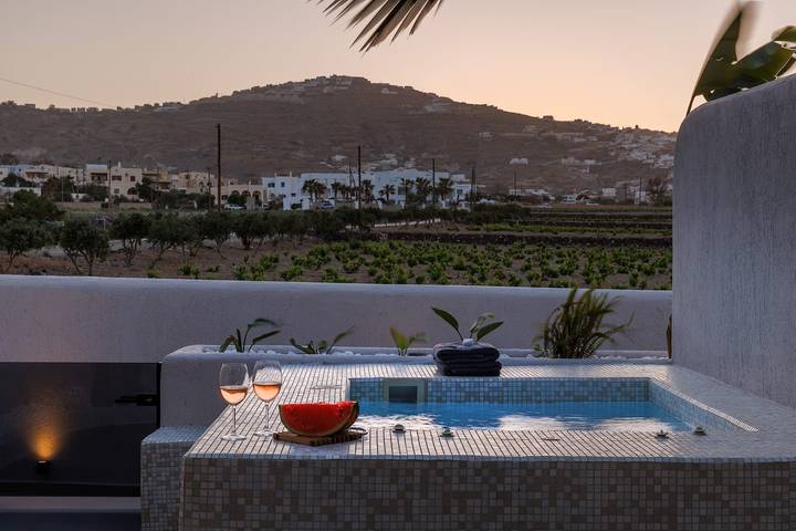 Hotel voor 2 personen, with Uitzicht op zee and Balkon as well as Terras and Tuin in Kamari