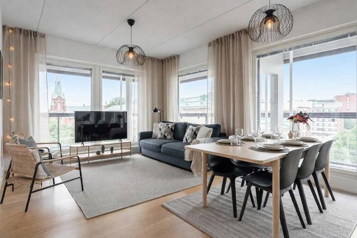 Gîte pour 6 personnes, avec balcon ainsi que sauna et vue dans Tampere
