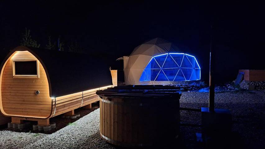 Kemping dla 4 osób, z Jacuzzi i Ogród oraz Sauna i Widok na Dolny Śląsk