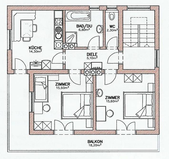 Ferienwohnung für 6 Personen, mit Balkon und Terrasse sowie Garten und Ausblick in Wenns - 4