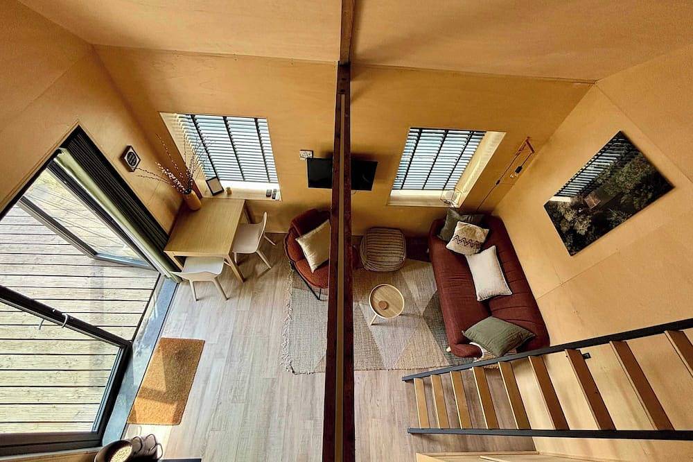 Tiny House mit Kamin in der Polderlandschaft | Tiny House Wood in Groede, Zeeuwse Kust