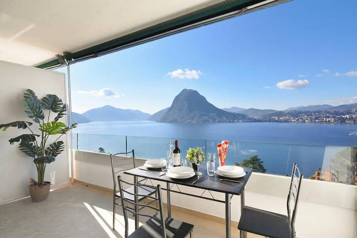 Ferienwohnung für 4 Personen, mit Terrasse und Seeblick im Ticino