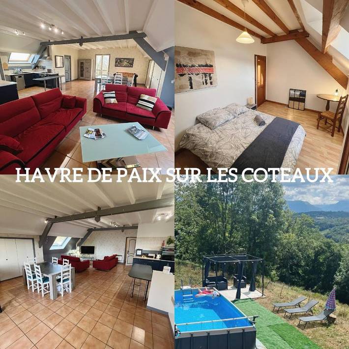 Gîte pour 6 personnes, avec piscine ainsi que vue et jardin à Rontignon