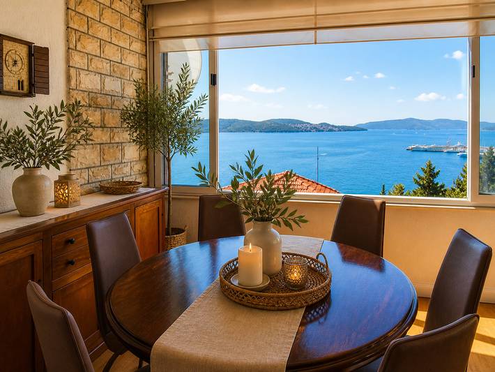 Ferienwohnung für 6 Personen, mit Balkon/Terrasse und Garten sowie Ausblick in Trogir