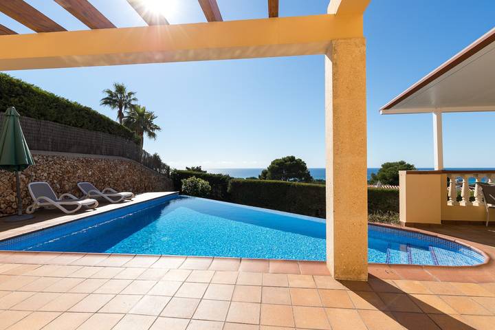Villa Panorama familiar con vistas al mar, Wi-Fi, balcón, jardín, terrazas y piscina in Sant Jaume, Municipio de Alaior