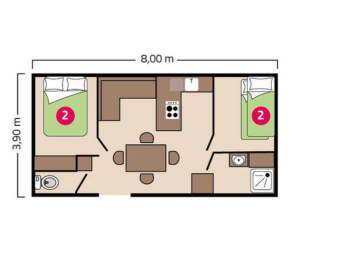 Mobil home pour 4 personnes, avec bassin pour enfant à Plozévet - 4