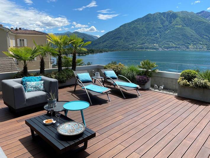 Ferienwohnung für 4 Personen, mit Terrasse und Seeblick in Minusio
