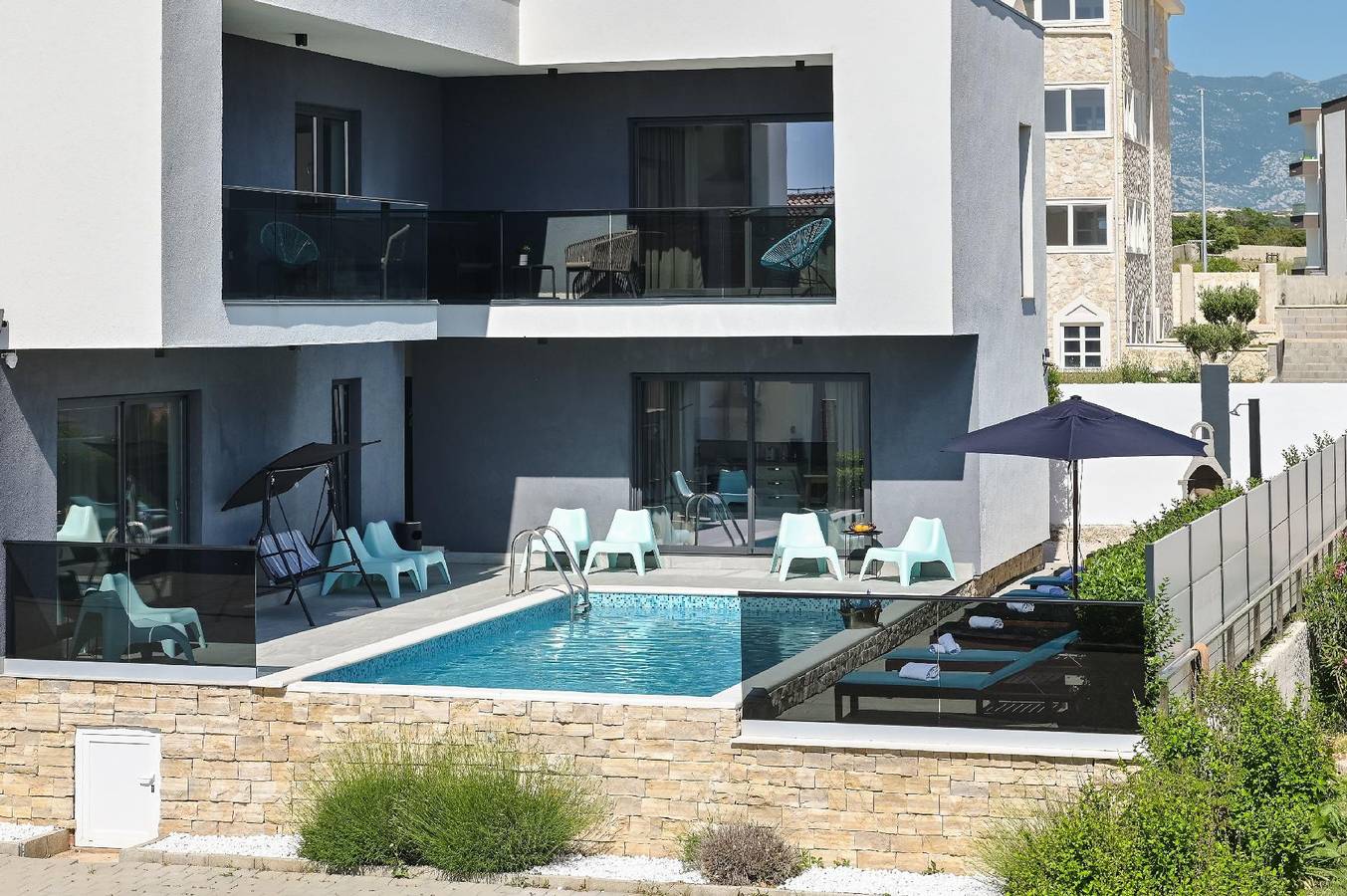 Holiday house with private pool for 16 persons approx. 160 m² in Novalja, Dalmatia (Dalmatian islands) in Novalja, Pag
