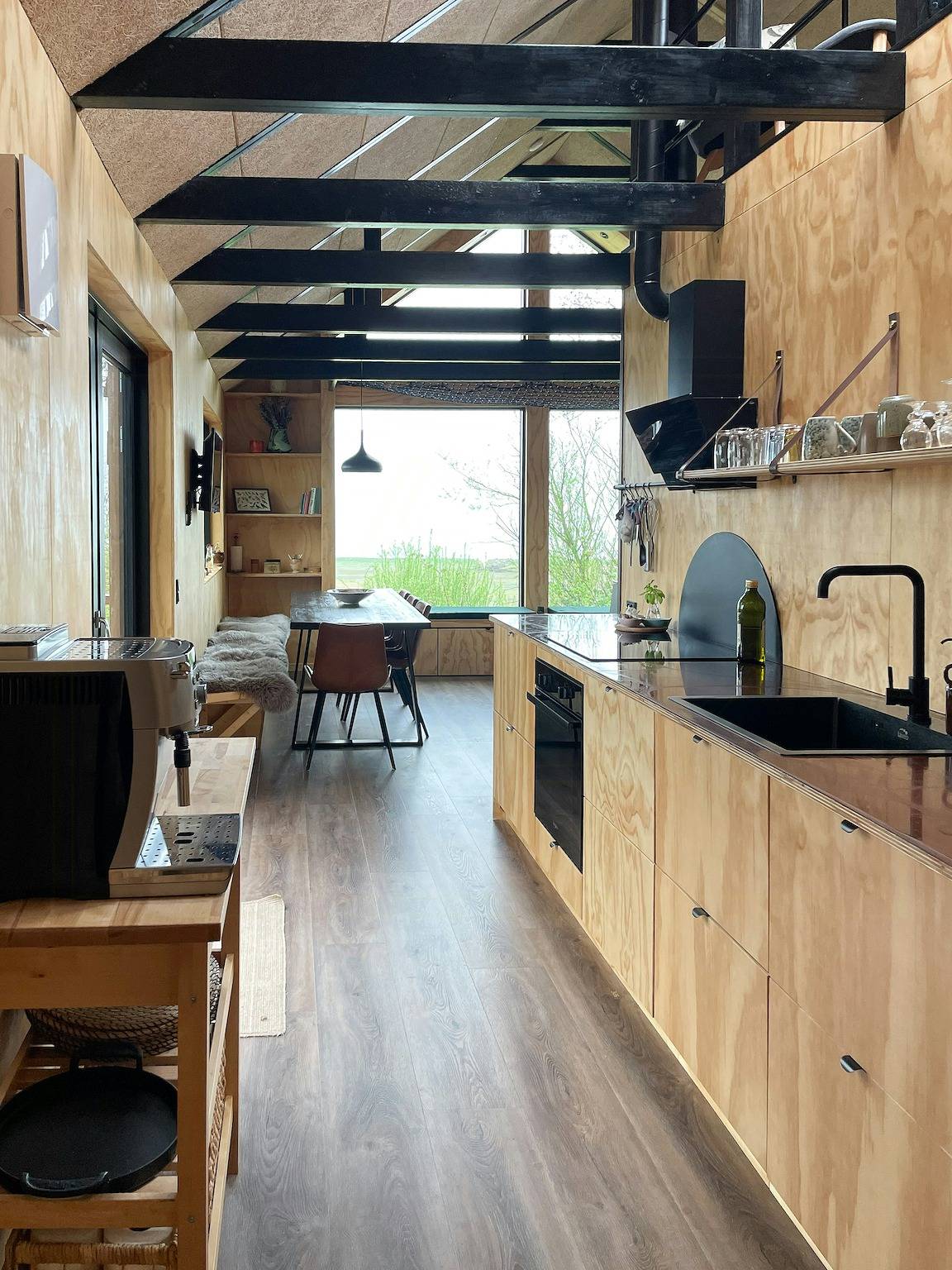 Modern wooden house near Halkær bredning in Limfjord in Nordjütland