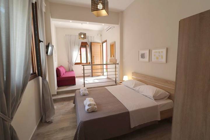 Ferienwohnung für 3 Personen, mit Balkon und Terrasse sowie Garten