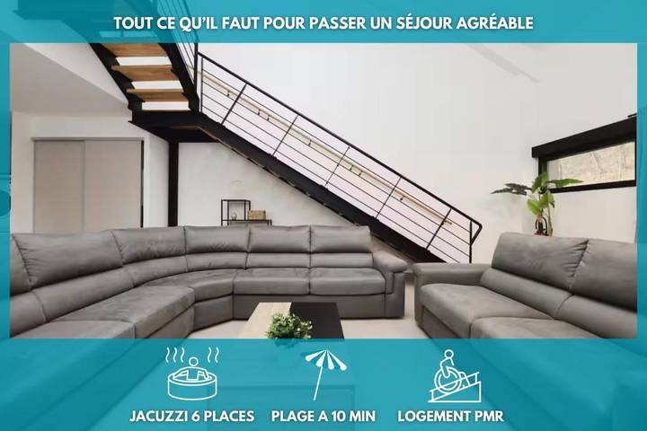 Location de vacances pour 8 personnes, avec terrasse et jacuzzi à Condette