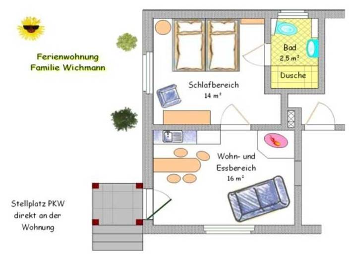 Ferienwohnung für 3 Personen, mit Garten in Zehna - 4