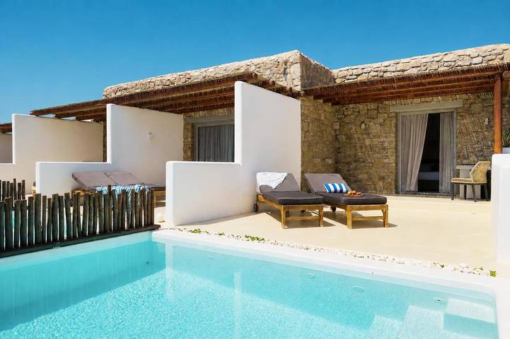B&B für 2 Personen, mit Balkon und Terrasse sowie Garten und Pool auf Mykonos