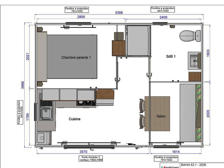 Camping Du Vieux Verger Ty Noul - Mobilhome 2 personas - Privilegio - Rubinette - 1 habitación - Sábado in Névez, Côte de Cornouaille