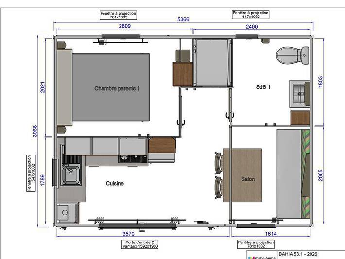 Mobil home pour 2 personnes, avec bassin pour enfant et terrasse à Névez - 4