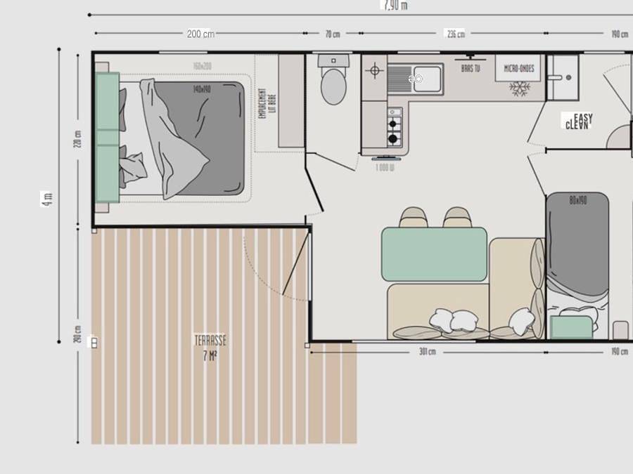 Flower Camping l'Epi Bleu - Mobilheim 5 personen - Mobilheim 28m2 Komfort+ 2 Schlafgelegenheiten 5 Pers. in Banon, Forcalquier und Umgebung