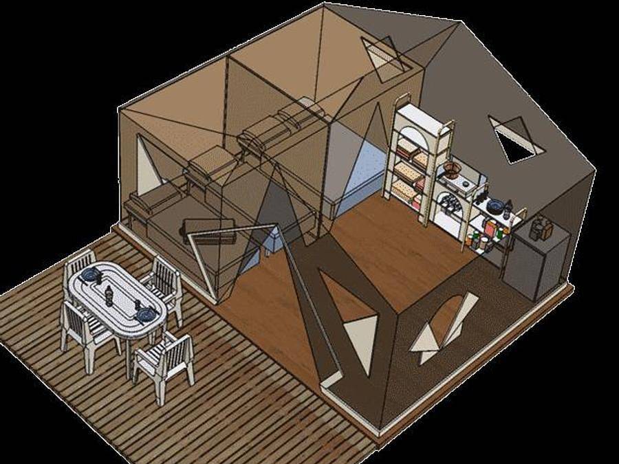 Flower Camping les 3 Ours - Tente 5 personnes - Lodge Du Trappeur Standard sans sanitaires in Montbarrey, Jura