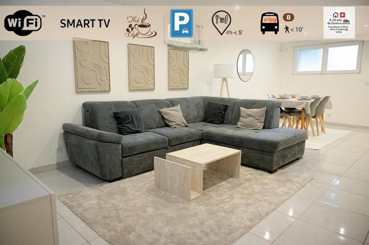 Gîte pour 7 personnes, avec terrasse et vue à Étrembières