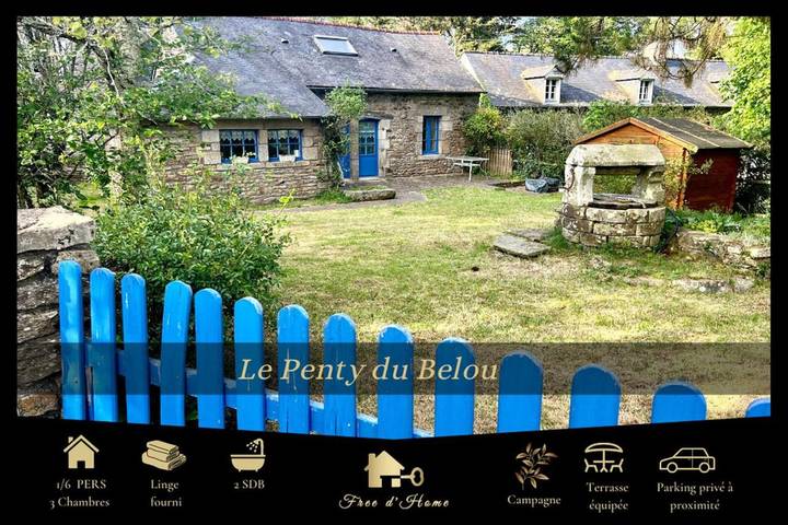 Location de vacances pour 6 personnes, avec Terrasse et Jardin à Mellac