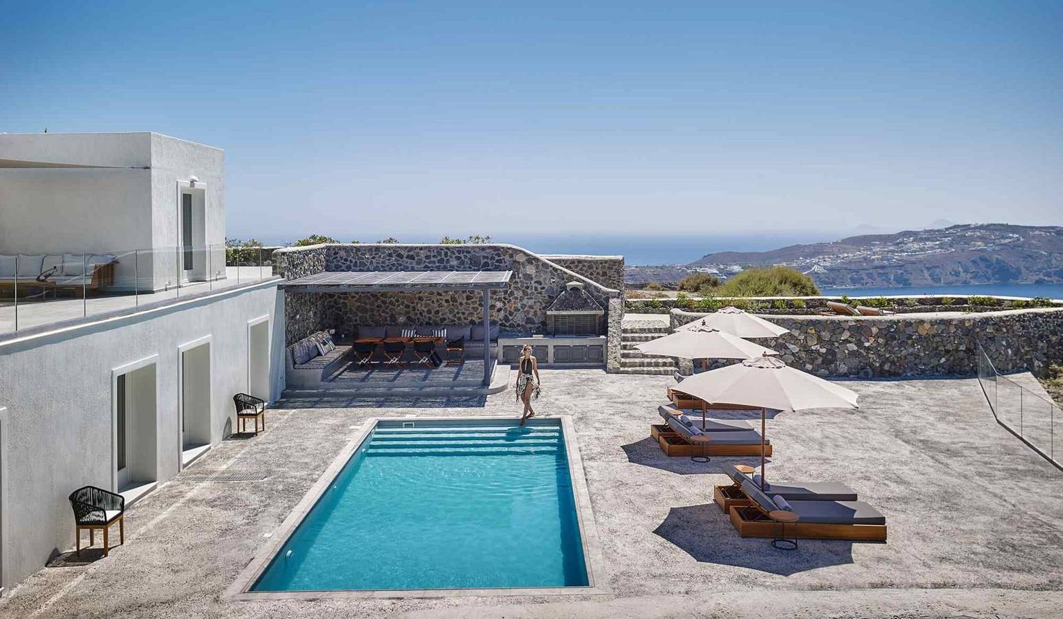 Spectacular Santorini Villa | 5 Bedrooms | Nafsika Estate Villa | Far-reaching Sea & Volcano Views | Hot Tub in Megalochori, Santorin