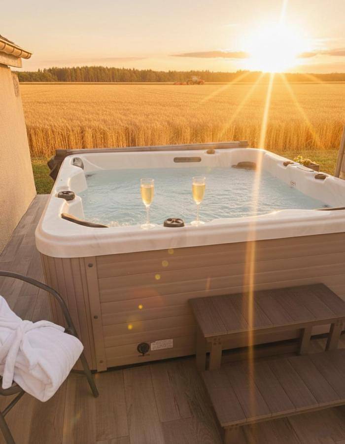 Chambre d’hôte pour 2 personnes, avec Terrasse ainsi que Jacuzzi et Jardin