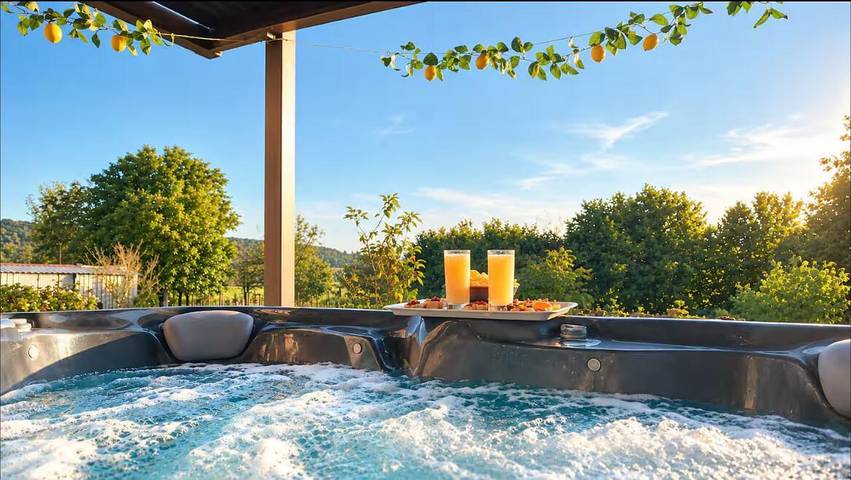 Gîte pour 12 personnes, avec Jacuzzi et Terrasse ainsi que Jardin et Vue