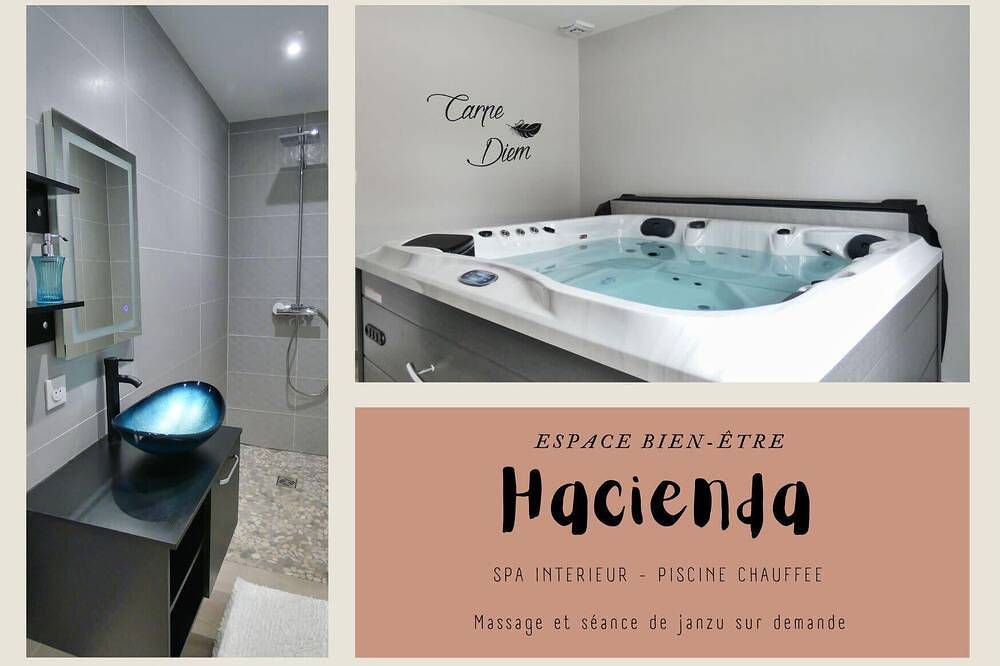 L'Hacienda, swimming pool/jacuzzi/beach in Charavines, La Tour-du-Pin region