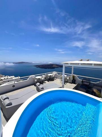 Ferienhaus für 2 Personen, mit Terrasse und Ausblick auf Santorin