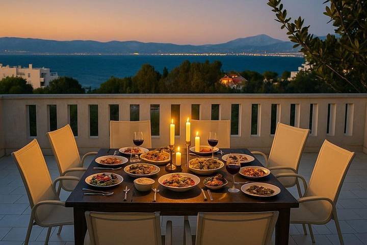 Ferienhaus für 12 Personen, mit Meerblick und Balkon sowie Whirlpool und Terrasse in Euböa