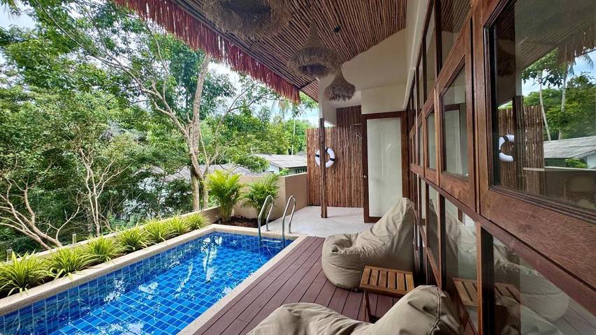 Villa pour 2 personnes, avec vue ainsi que piscine et balcon dans Koh Samui