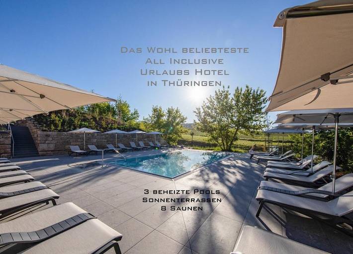 Ferienanlage für 3 Personen, mit Terrasse und Garten sowie Pool und Sauna in Thüringen