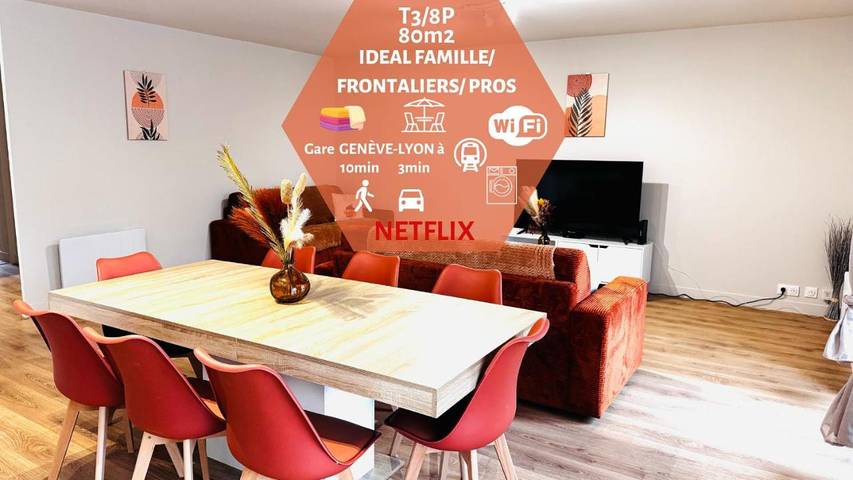 Gîte pour 8 personnes, avec Terrasse dans Valserhône