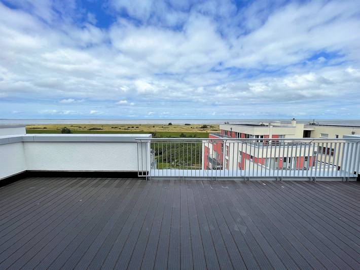 Ferienwohnung für 6 Personen, mit Terrasse und Sauna sowie Ausblick in Schillig