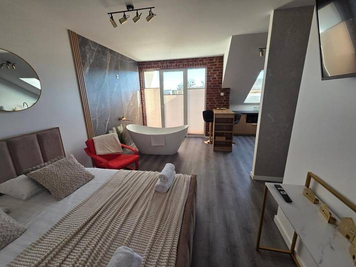 Apartament wakacyjny dla 2 osób, z Balkon i Widok w Lębork