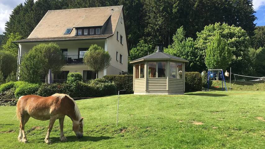 Ferienhaus für 16 Personen, mit Sauna und Terrasse sowie Garten, mit Haustier