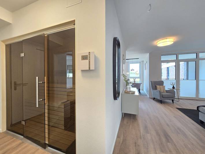 Ferienwohnung für 4 Personen, mit Balkon und Sauna sowie Ausblick in Norden
