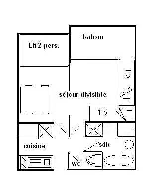 Studio entier, Studio divisible 4 pers  -  Le Sqauw Valley -016Sq - Plagne Villages in Plagne Villages, La Plagne-Tarentaise