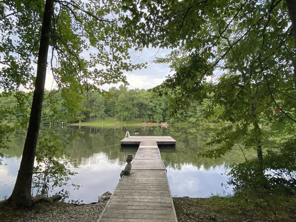 Ruhiges, familien- und haustierfreundliches Retro Lake Cottage Camp mit Boot, Gasgrill und Dock in Grundy County