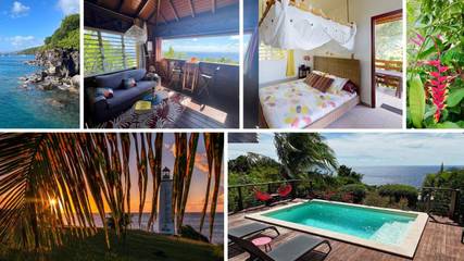 Gîte pour 2 personnes, avec vue et piscine ainsi que terrasse et jardin à Vieux-Fort