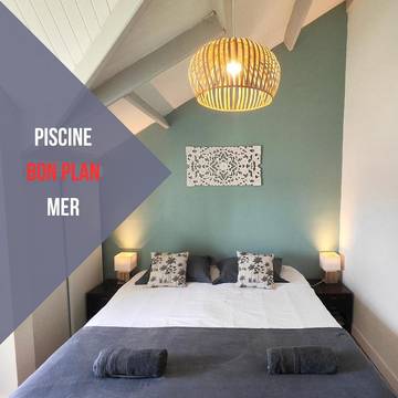Gîte pour 6 personnes, avec piscine ainsi que vue et jardin dans Plage de Saint-Félix
