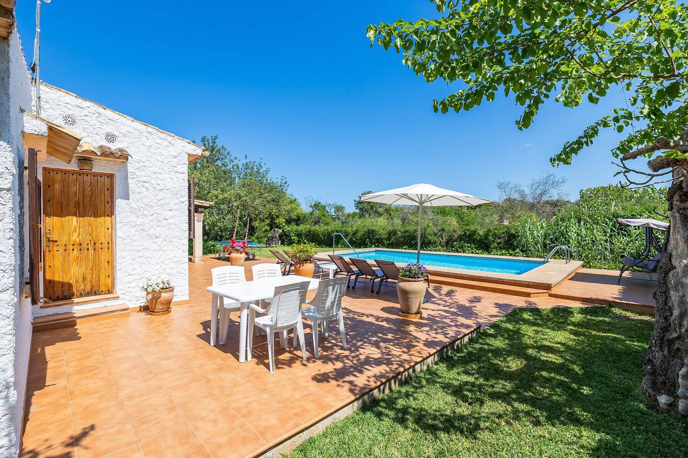 Ferienhaus Can Amer mit Bergblick, Wlan, Klimaanlage, Pool, Garten und Terrasse in Pollença, Mallorca Norden