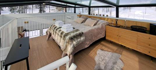Cottage pour 4 personnes, avec sauna et piscine ainsi que terrasse et vue dans Levi