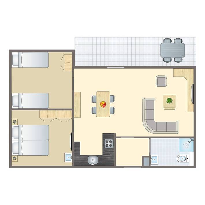 Bungalow für 4 Personen, mit Balkon/Terrasse und Terrasse - 1