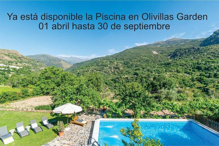 Apartamento para 7 personas, con vistas además de piscina y jardín en Güejar Sierra