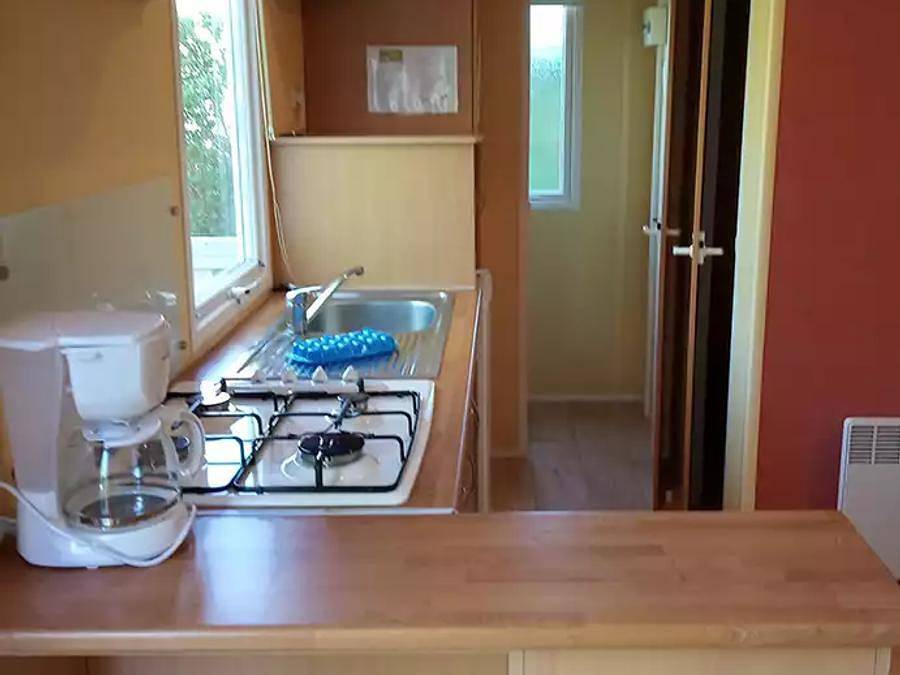 Camping Les Rives du Céou - Mobilheim 6 personen - mobilheim 5/6 Personen, mit Sanitäranlagen und tv nicht überdachte terrasse in Saint-Chamarand, Quercy