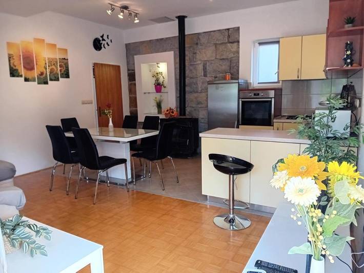 Ferienwohnung für 5 Personen, mit Ausblick und Terrasse sowie Garten, mit Haustier