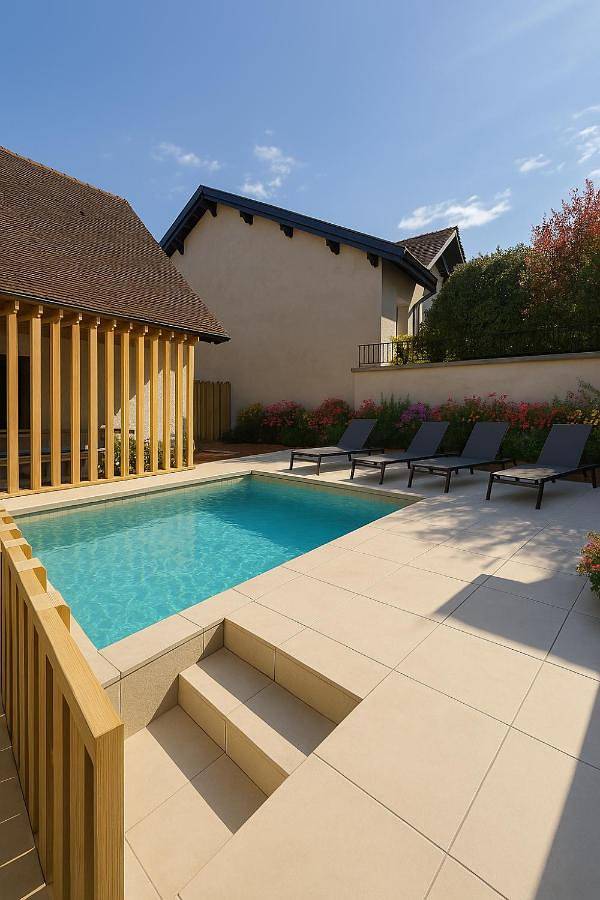 Appartement de vacances pour 3 personnes, avec piscine ainsi que terrasse et vue