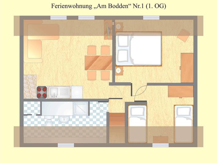Ganze Ferienwohnung, Ferienwohnungen Am Bodden in Zürkvitz - Ferienwohnung Am Bodden Nr.1 Og in Wiek, Rügen