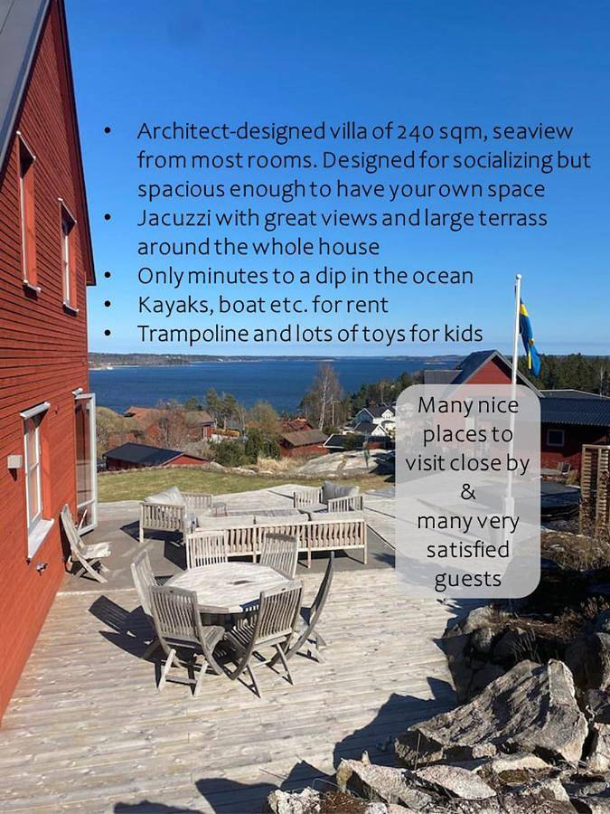 Villa för 8 Personer, med Bubbelpool samt Terass och Trädgård och Utsikt i Åkersberga