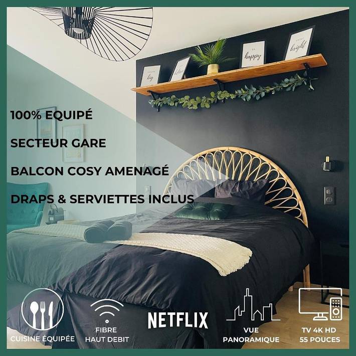 Gîte pour 2 personnes, avec vue et balcon dans Cinema Cameo Commanderie Nancy